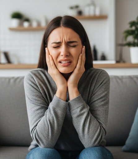 Women image in tooth pain - Emergency dentist Farnham